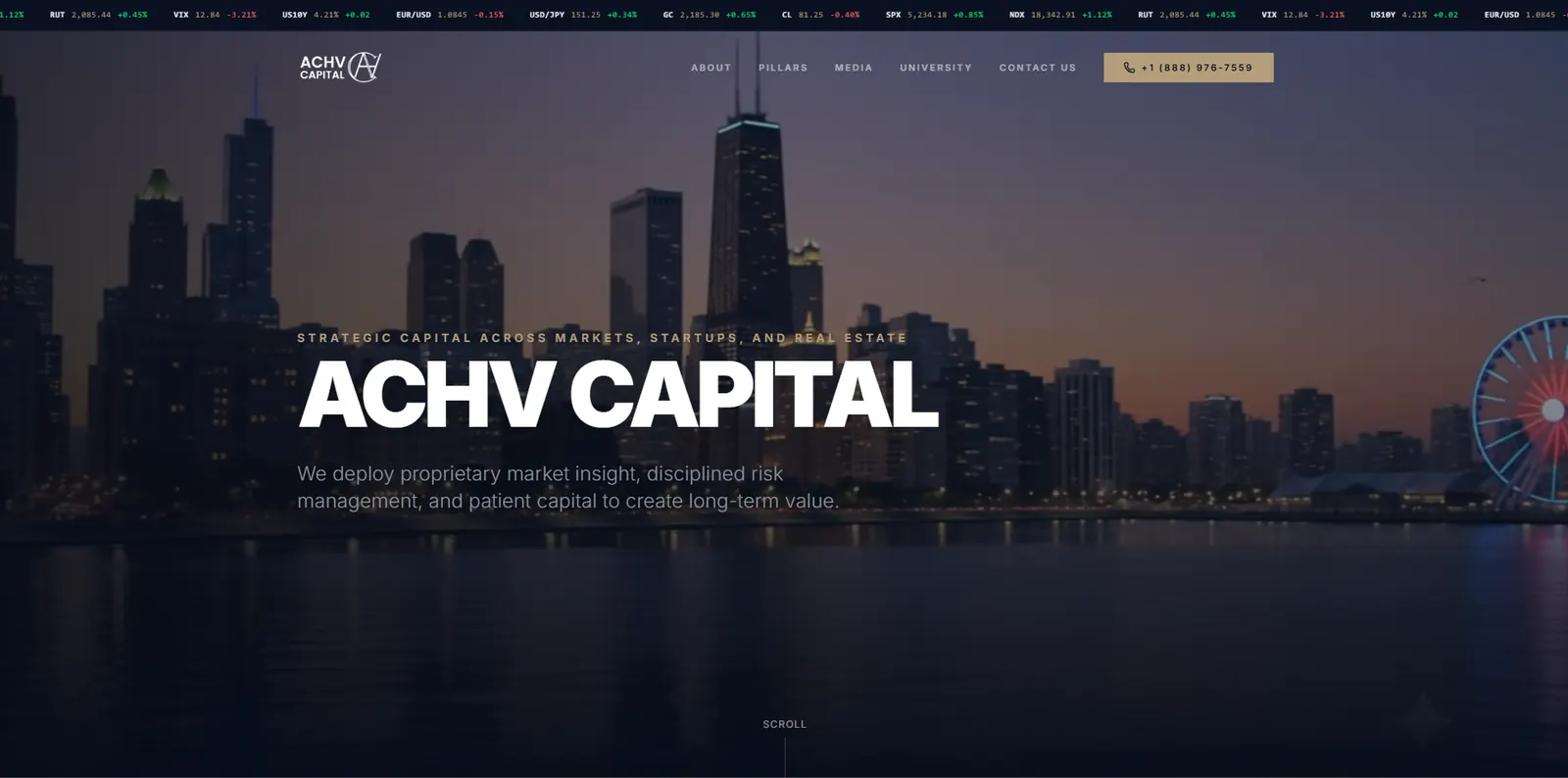 Homepage of the Achv Capital website designed by Sofverse