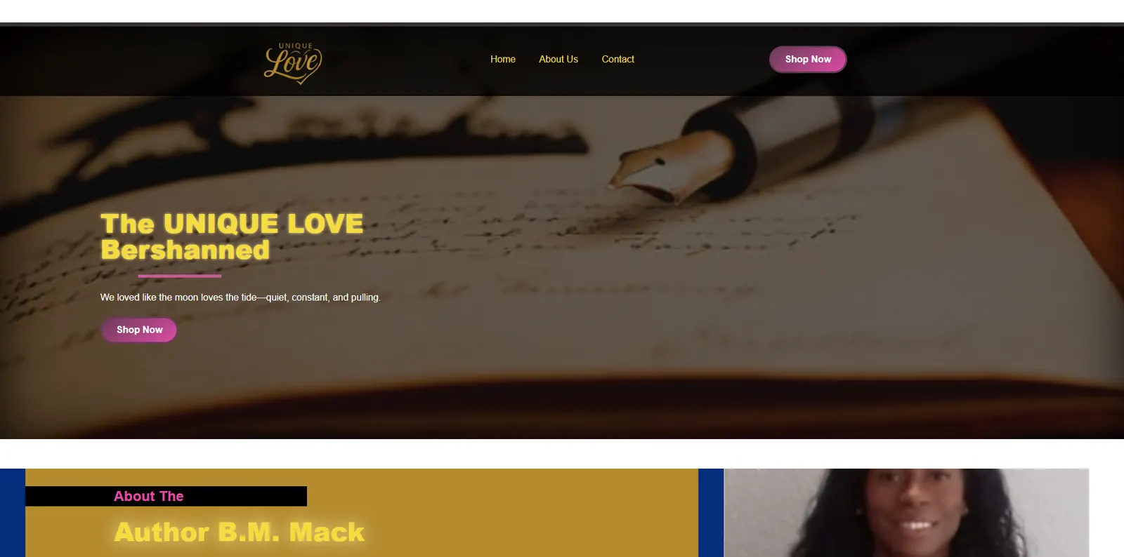 Homepage of the Bershanned website designed by Sofverse