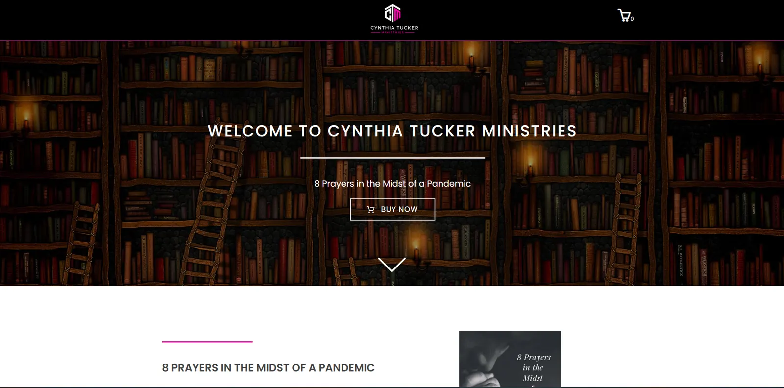 Homepage of the Cynthia Tucker Ministries website designed by Sofverse
