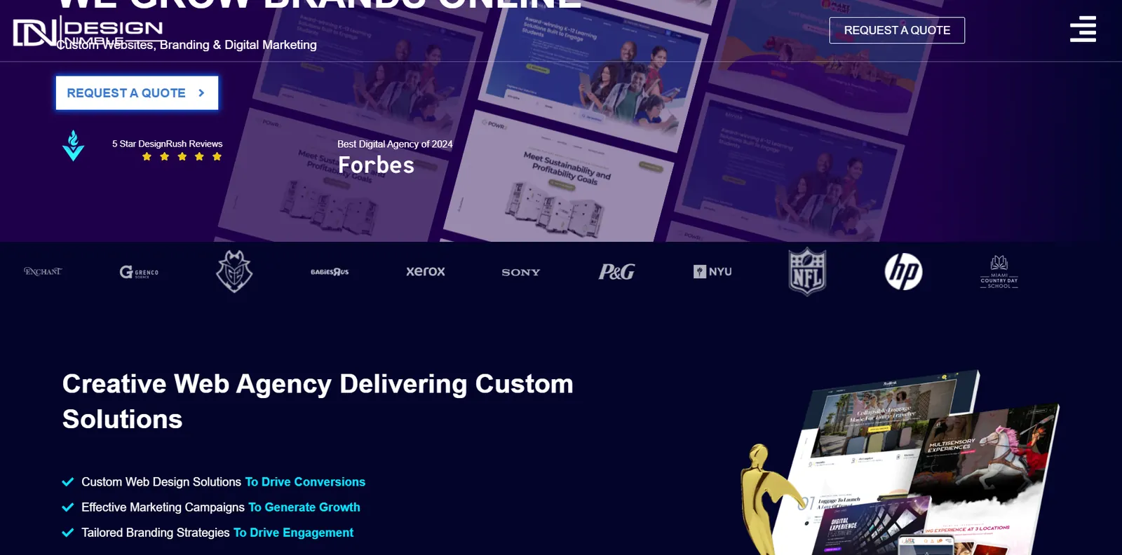 Homepage of the Design Nimble website designed by Sofverse