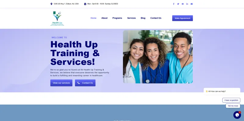 Health Up Training and Services website by Sofverse, a SEO company serving Chicago