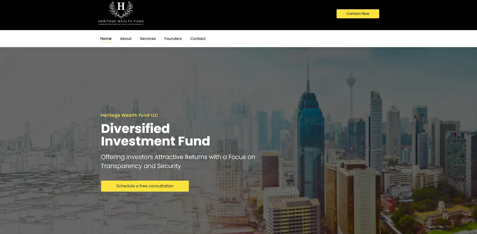 Homepage of the Heritage Wealth Fund LLC website designed by Sofverse
