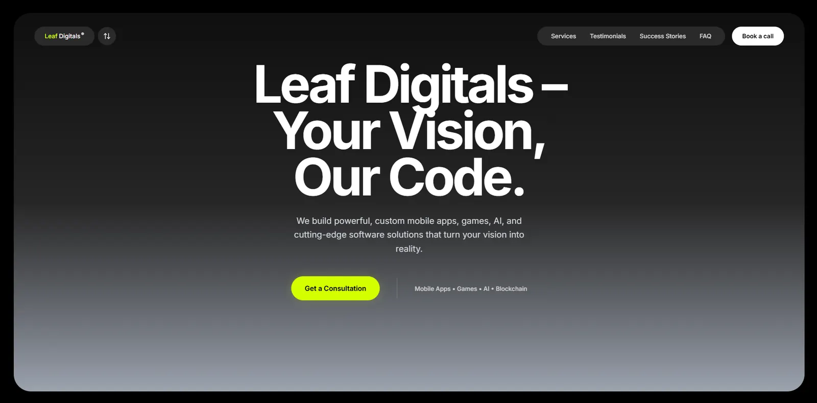 Homepage of the Leaf Digitals website designed by Sofverse
