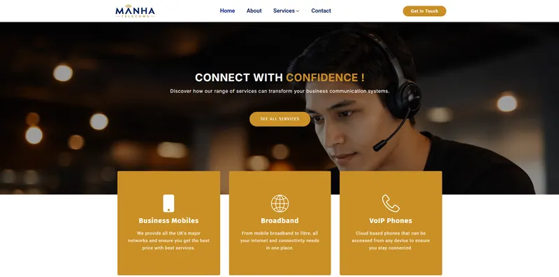Manhat Telecoms website by Sofverse, a web development company serving Dallas