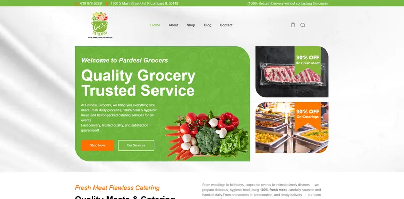 Pardesi Grocers website designed by Sofverse
