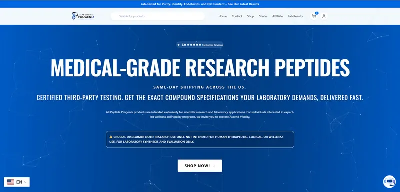 Peptide Progenix website by Sofverse, a SEO company serving Phoenix