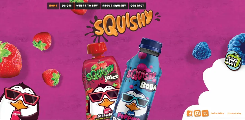 Squishy Drinks website designed by Sofverse