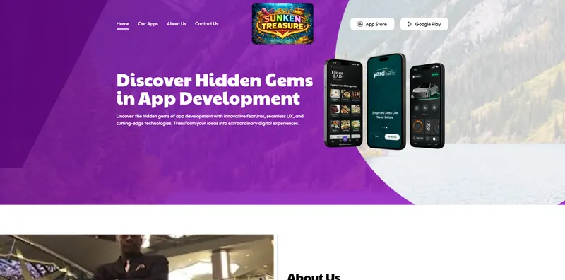 The Sunken Treasure website designed by Sofverse
