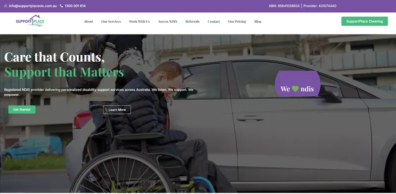 Support Place Vic website designed by Sofverse