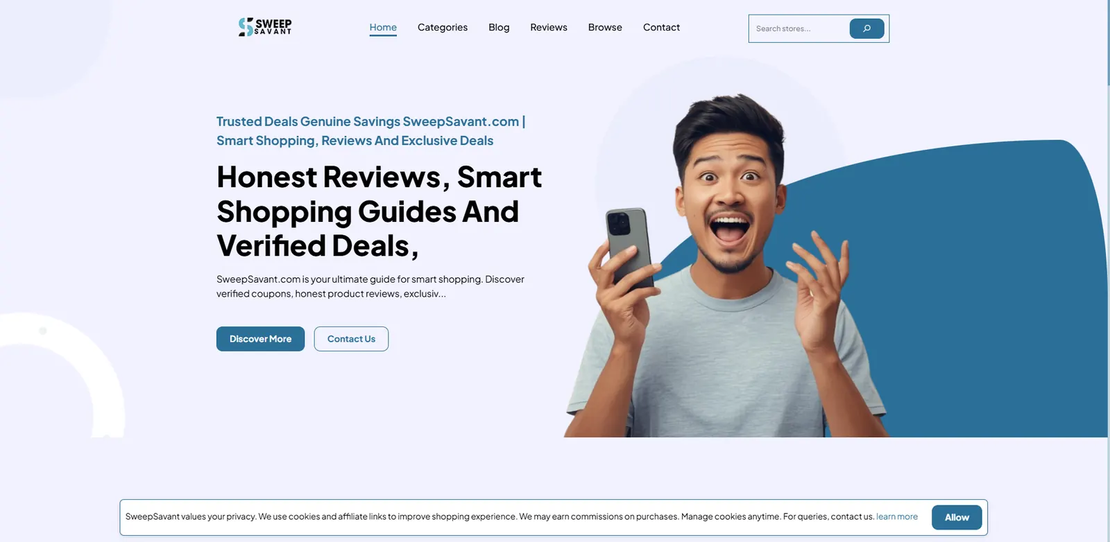Homepage of the Sweep Savant website designed by Sofverse