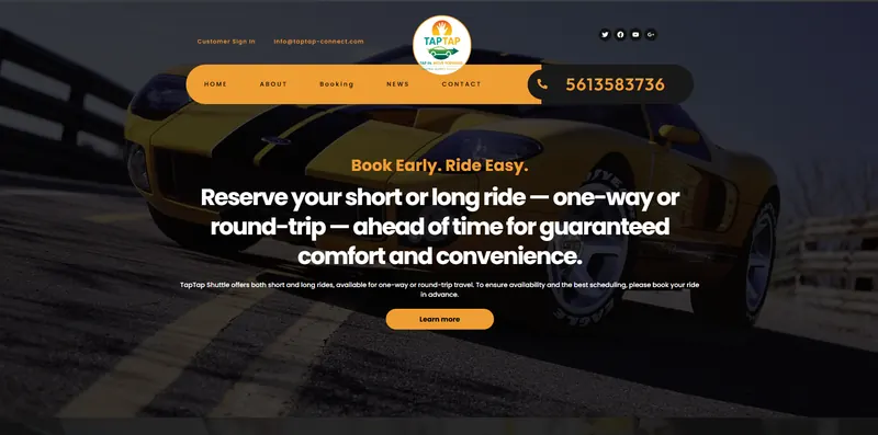 Tap Tap Shuttle website designed by Sofverse