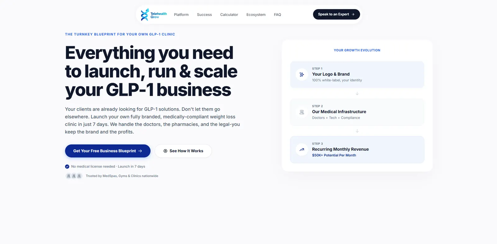 Homepage of the Telehealth Grow website designed by Sofverse