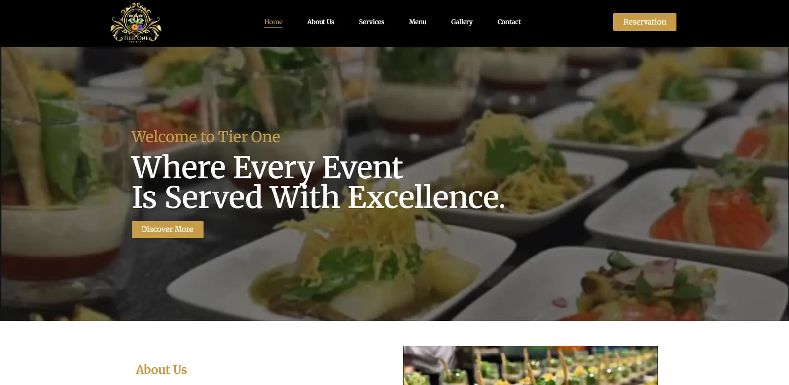 Homepage of the Tier 1 Event website designed by Sofverse