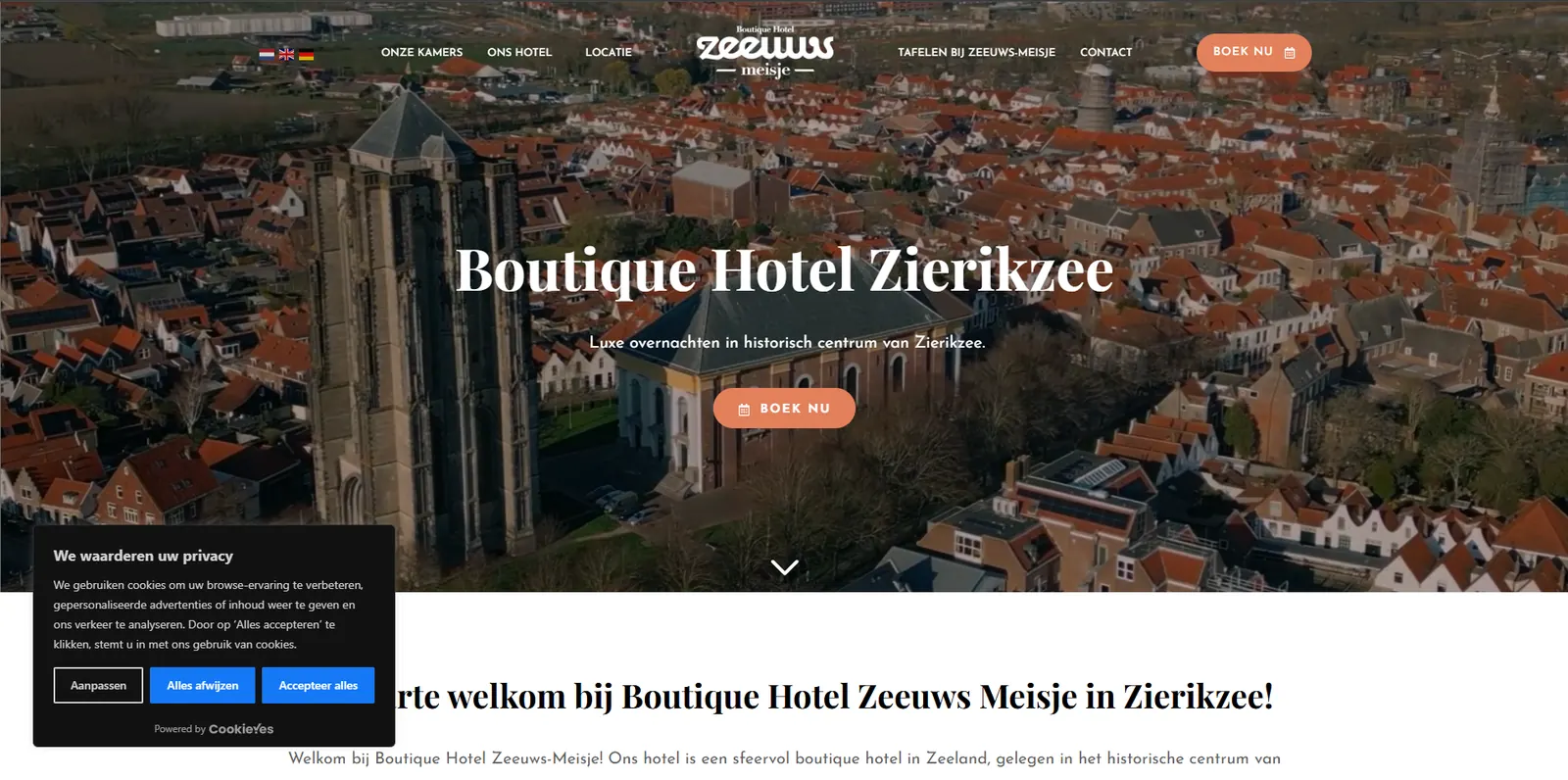 Homepage of the Zeeuws Meisje website designed by Sofverse